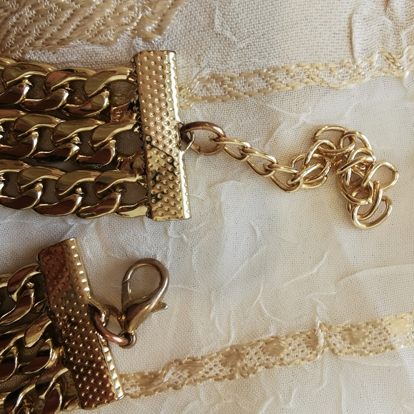 *sold* Vintage three strand gold toned choker, retro costume jewellery - Picture 4 of 7